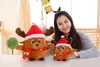 22 cm Kleurrijke Gloeiende Kerst Vader Milu Deer Knuffels Creative Lichte LED Singing Muziek Gevulde Dieren voor Kinderen Kerst Speelgoed