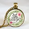 Antiek Brons Handgemaakte Bijbelvers Ketting Glas Cabochon Hanger Ketting Schrift Citaat Sieraden Christelijke Partij Vrouwen Geschenken6672376