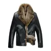 Mens Leather Jackets Winter Coats Real Raccoon Fur Coats Snow Overcoat Outwear Warm Thick Plus Size 4XL 5XL High Quality