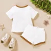 Enfants Bébé Shorts Costumes 6 Couleurs Solide T-shirt Enfants Tops Enfants Designer Vêtements Filles Toddler Garçon Splice Tenues Infant Casual Vêtements