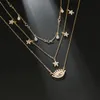 Vintage Gold Color Crystal Water Drop Star Eye Pendant Necklace for Women Boho Charm Layered Necklaces Collars 6384259n