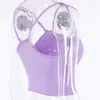 Spaghetti de camisole sexy bretelles Ruffles Crop 2019 Femmes Purple Backless sans manches Viette
