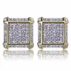 18K Real Gold Hiphop CZ Zircon Square Stud Earrings 0.7-1.6cm for Men Women and Girls Gifts Cubic Zirconia Iced Out Diamond Earrings Studs Punk Rock Rapper Jewelry