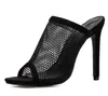 Модные черные женские тапочки Сексуальные туфли на высоком каблуке Сандалии женские Полые Чистое лицо на высоких каблуках Женские тапочки Обувь Сандалии
