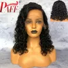 Paff короткие вьющиеся человеческие волосы полное кружевное парик 4 * 4 шелковая база без гнустого REMY бразильский шелковый топ предварительно сорванный волос