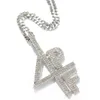 Großhandel - Silber überzogene 4pf Anhänger Halskette Euro Out Labor Diamant Briefnummer DJ Rapper Street Stil Kette Halsketten