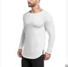 2019 novo homem em torno do pescoço designer ginásios manga longa t-shirts fino ajuste moda algodão casual fitness camiseta masculina super camisetas303u