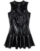 Women Wet Look PU Leather PVC Dress Sleeveless With Zipper Bodycon Catsuit Bondage Clubwear Dress Pole Dance Costume