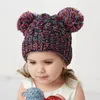 Winter Double Plush Ball Cap Hat for Women Baby Girls Knitted Beanies Cap Hat Thick Female Autumn Knit Outdoor Caps 13 Colors