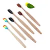 Confezione da 5 spazzolini da denti ecologici in bambù con manico piatto con scatola Kraft usa e getta da viaggio per hotel e casa