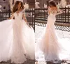 Vestidos de novia de sirena de encaje de manga larga 2020 Top de malla transparente Apliques de tren de barrido Vestidos de novia de boda con tren desmontable BC2865