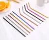 Stainless Steel Colored Drinking Straws 8.5"/ 9.5" /10.5" Bent and Straight Reusable Drinking Straws