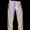 Dropshipping nya joggar män färgglada reflekterande byxor hip hop mens byxor streetwear regnbåge färgade jogger män kvinnor svettbyxor