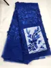 5Yller / pc Top Grade Red French Net Lace Tyg med pärlor och blomma Broderi African Mesh Lace för klänning QN91-6