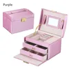 Three Layers 2019 Classical High Quality Leather Jewelry Box Jewelry Exquisite Makeup Case Jewelry Organizer Fashion Gift Box T190629