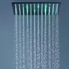 Preto Shower Set 20inches SPA Névoa Rainfall Shower Head Banho termostático LED Mixer Torneiras chuveiro teto