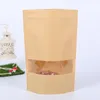 100 pezzi regalo marrone sacchetto di carta kraft chiusura lampo cibo snack bustina di tè imballaggio sacchetto di carta artigianale al dettaglio alimentare