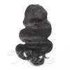 Naturlig svart rak indian 12 till 26 tum 120 g väv kropp djup wter vågförlängning dragkärlek hästsvans jungfrulig mänsklig hårförlängningar
