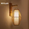 Handgjord bambu vägg Sconce Traditionell kinesisk lykta Style Light Doorway Porch Foyer Balkong Bedside Corridor Teahouse Lamp