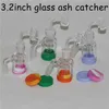 14mm 18mm Male 45 90 Degree Smoking Glass Ash Catchers with silicone container quartz bangers for Dab Rigs Reclaim Catcher Adapter