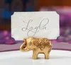 100st Golden Gold Lucky Elephant Place Card Holder Hållare Namn Antal Tabell Plats Bröllop Favor Gift Unique Party Favors Sn2060