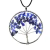 7 Chakra Tree of Life Hanger Kettingen Healing Natural Crystal Gravel Stone Charm Leather Wax Touw Ketting voor Dames Mode-sieraden