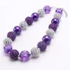 Projeto bonito Bebé Criança Beads Colar roxo / prata Bubblegum Colar Para Crianças Meninas DIY Chunky jóias New Arrival