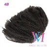Mongolian sem emaranhado Afro Curly Curly Curly Rootstring Natural Natural 12 a 26 polegadas 120G Cabelo Humano Weave Elastic Band Ties