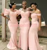 Chiffon Bow Mermaid Bridesmeisje Jurken Plus Size Afrikaanse Maid of Honour Jurk Prom Dress Avond Feestjurken Formele Bruiloft Gastenkleding