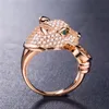 Hoofd partij luxe ringen voor vrouwen punk stijl bruiloft verloving kubieke zirkonia rose goud zilver goud kleur ring hiphop sieraden meisje