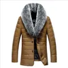 Hiver cuir doudoune mâle grand col de fourrure de renard court en peau de mouton manteau hommes mince en cuir fourrure vêtements