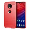 Karbon Fiber Doku Ince Zırh Fırçalanmış TPU Kılıf Kapak Motorola Moto One Vision Için bir Pro Z4 Z4 Kuvvet Z4 Oyun 100 adet / grup