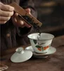 Pastoral Ceramic Gaiwan Bird Tureen Kung Fu Tee Set handgefertigtes Malmalerei Big Bowl Drinking Tea Watch Tea Bowl4648800