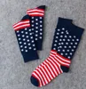 Casual Crew Chaussettes Mens Fashion Star Striped Flag Chaussettes en coton à motifs Cotton Sports Unixes Middle Stocking