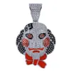 69 Saw Doll Head Mask Pendant Necklace Iced Out Cubic Zircon Hip Hop Gold Silver Color Men Women Charms Chain Jewelry8833794