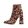 Las mujeres del invierno del leopardo Zapatos de tacones altos 8-13CM elegante Oficina bombea los zapatos de las mujeres impresión animal Botas punta estrecha