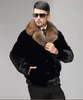 Svart Man Jackor Höst Faux Mink Läder Jacka Mens Vinter Tjockad Varm Fur Läder Kortrock Män Jaqueta de Couro Fashion