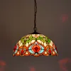 Tiffany stil hänge lampa färgad glas skugga grön röd vintage ljus dekor vardagsrum sovrum hängande ljus