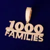 Buchstabe 1000 Familien Anhänger mit 20 mm kubanischer Kette Halskette Iced Out Kubikzircon Herren-Hip-Hop-Schmuck