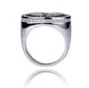 Mens Broken Heart Ring Silver Black Two Tone Cubic Zirconia Micro Pave Diamonds Hip Hop Ring with gift box size7-11326K