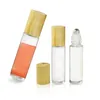 10ml Essential Oil Bottle Clear Glass Roll On Bottle with Natural Bamboo Cap Stainless Steel Roller Ball WB2006