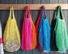 2019新しいメッシュの買い物袋の再利用可能なひもフルーツの貯蔵ハンドバッグトート女性ショッピングメッシュネット編まれた袋屋の食料品トートバッグ