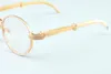 19 new luxury round frame diamond glasses frameT19900692retro fashion decorative glasses frame natural White horns mirror legs orn295n