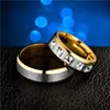 Kontrastfärg Rostfritt stål Kluster Ring Square Zircon Ringar Crystal Engagement Bröllop Par Mode Smycken Will och Sandy Drop Ship