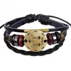Fashion-Constellation Bracelets Bead Cowhide Alloy Libra Pattern Bracelet Jewelry