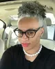 Женщины серого наращивание волос серебристо-серый Afro слоеного курчавый фигурного шнурок человеческих волос хвостики клип в реальных волосах 80г 100г 120га