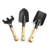 3 pièces Mini ensemble d'outils de jardin à main plante jardinage pelle bêche râteau truelle manche en bois tête en métal