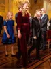 Elisabeth Theresia Maria Helena Wine Red Slim Jumpsuit Elegant Long Sleeve With Sashes
