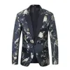 Pyjtrl nieuw rood goud blauw groen brokaat borduurwerk bloemen vogels patroon slim fit blazer ontwerpen mannen pak jas fase zanger slijtage