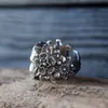 Eyhimd gótico flor mexicana açúcar crânio anéis de crânio mulheres prata aço inoxidável punk flores anel jóias